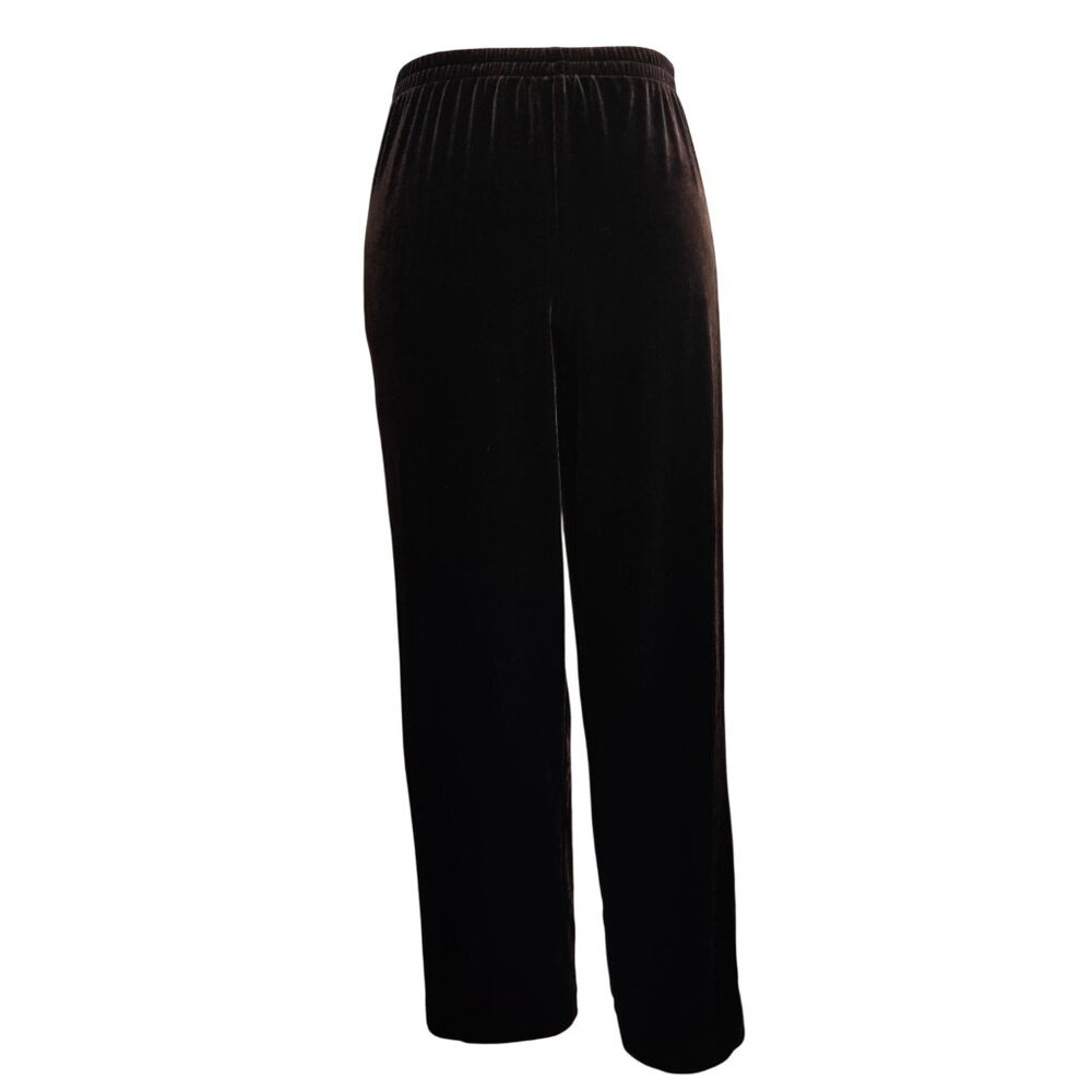R&M Richards L Womens Pants Brown Velour Pull On Straight Leg Stretch Lounge